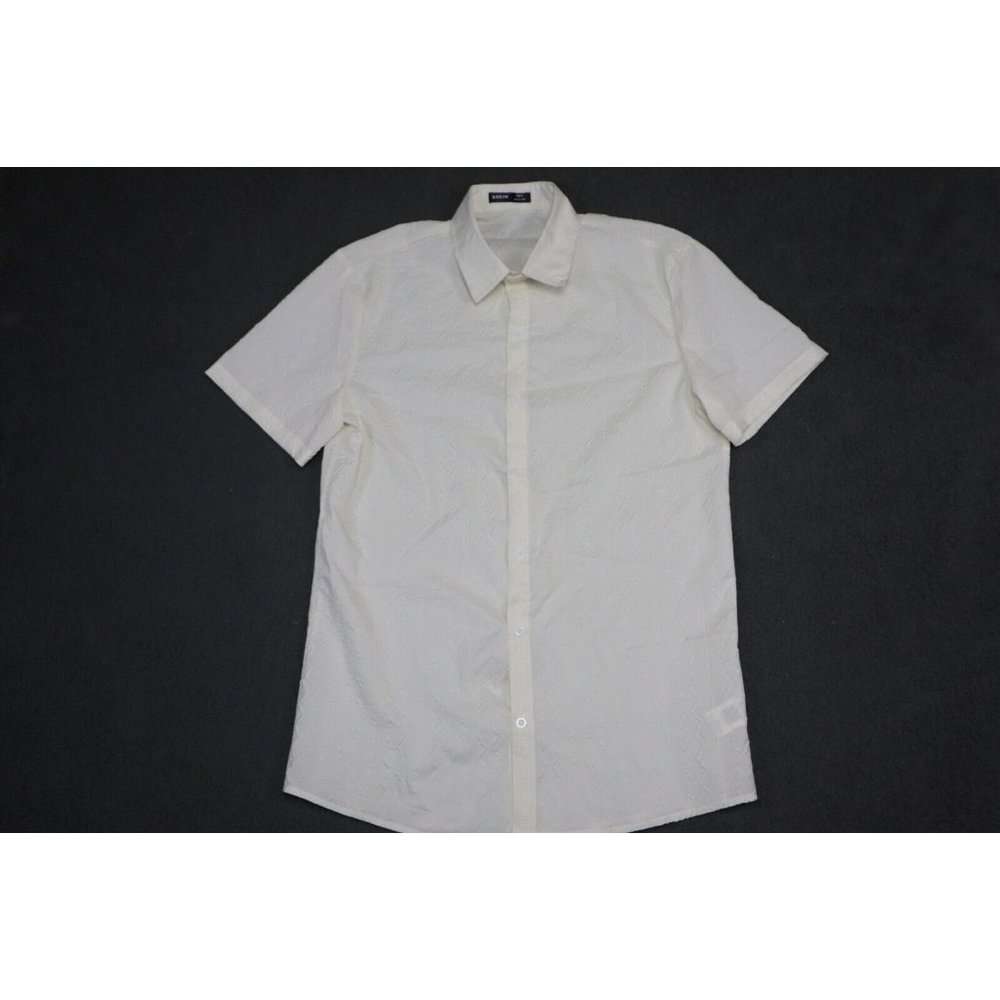 Shein Shirt Adult Medium Beige Button Hawaiian Vacation Casual Short Sleeve Mens